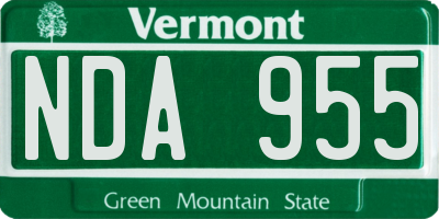 VT license plate NDA955