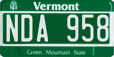VT license plate NDA958