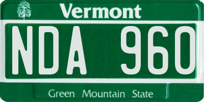 VT license plate NDA960