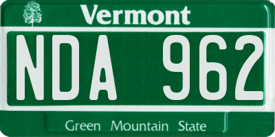 VT license plate NDA962