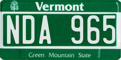 VT license plate NDA965