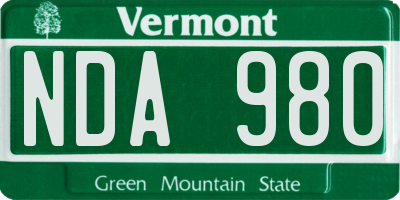 VT license plate NDA980