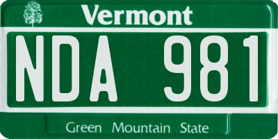 VT license plate NDA981