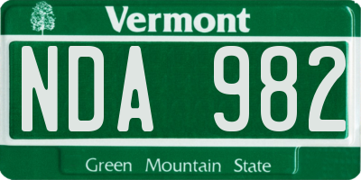 VT license plate NDA982