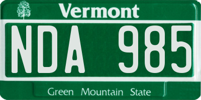 VT license plate NDA985