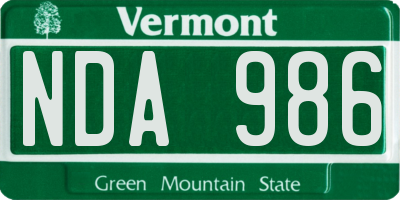 VT license plate NDA986