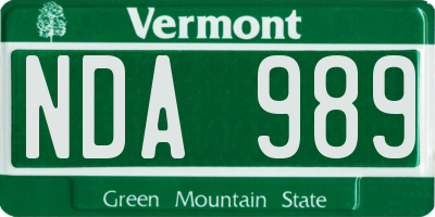 VT license plate NDA989
