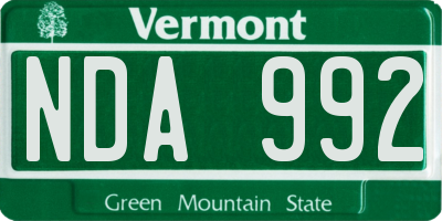VT license plate NDA992