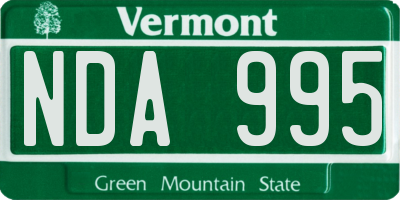 VT license plate NDA995
