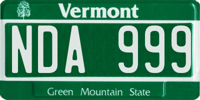 VT license plate NDA999