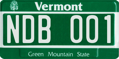VT license plate NDB001
