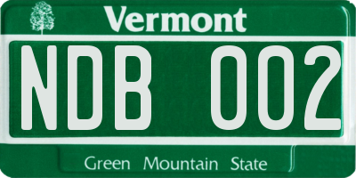VT license plate NDB002