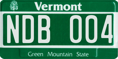 VT license plate NDB004