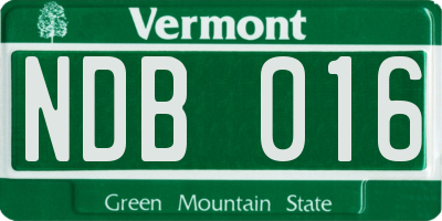 VT license plate NDB016