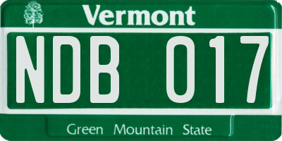VT license plate NDB017