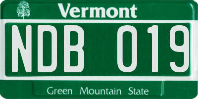 VT license plate NDB019