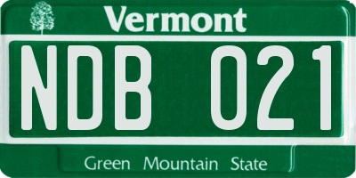 VT license plate NDB021