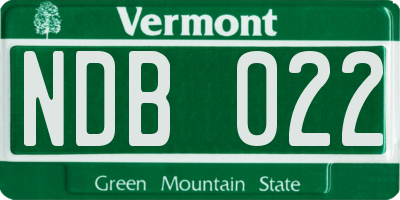 VT license plate NDB022
