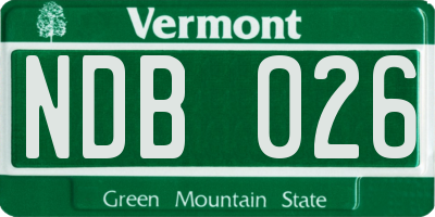 VT license plate NDB026