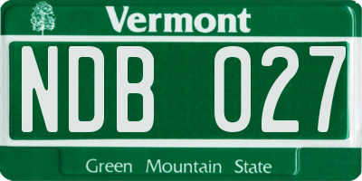 VT license plate NDB027