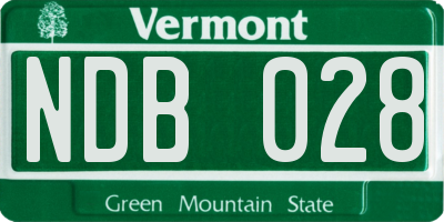 VT license plate NDB028