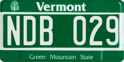 VT license plate NDB029