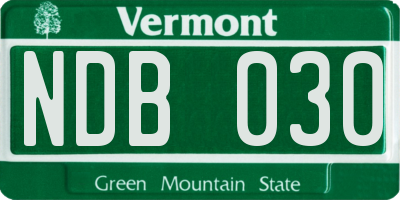 VT license plate NDB030