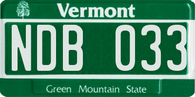 VT license plate NDB033