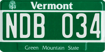 VT license plate NDB034