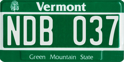 VT license plate NDB037