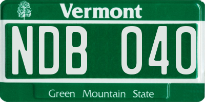 VT license plate NDB040