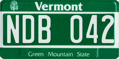 VT license plate NDB042
