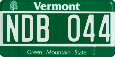 VT license plate NDB044