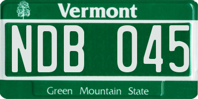 VT license plate NDB045