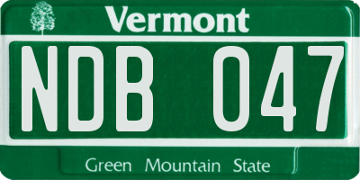 VT license plate NDB047