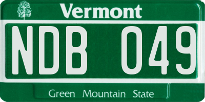 VT license plate NDB049
