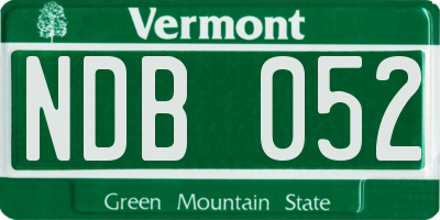 VT license plate NDB052