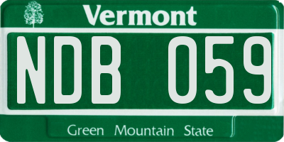VT license plate NDB059