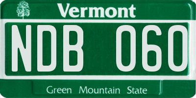 VT license plate NDB060