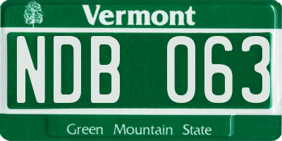 VT license plate NDB063