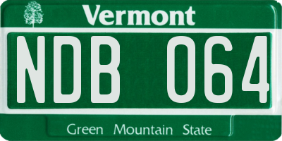VT license plate NDB064