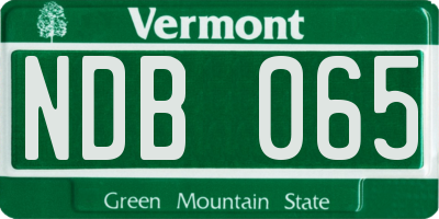 VT license plate NDB065