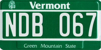 VT license plate NDB067