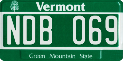 VT license plate NDB069