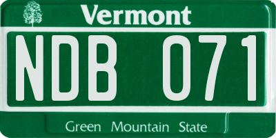 VT license plate NDB071