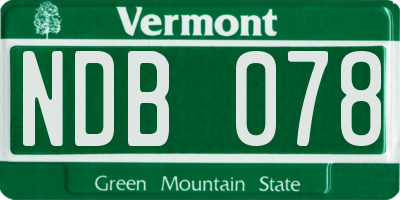 VT license plate NDB078
