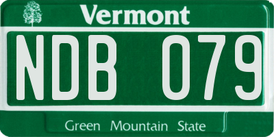 VT license plate NDB079