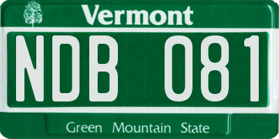 VT license plate NDB081