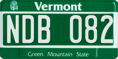 VT license plate NDB082
