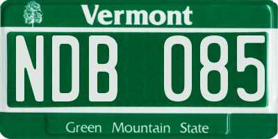 VT license plate NDB085